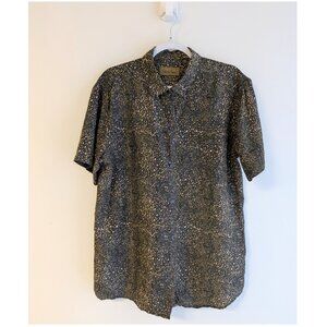 Cote de France silk leopard print button up shirt